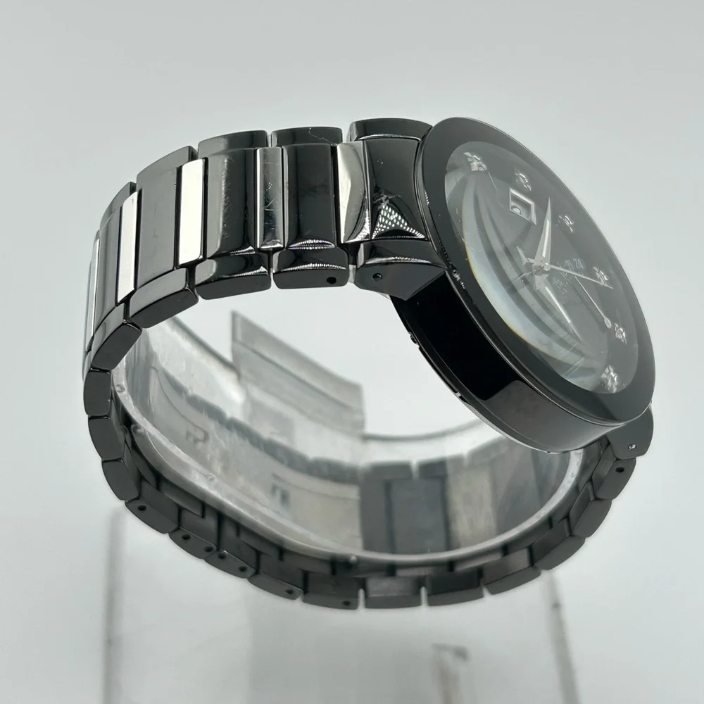 Bulova Men's Watch 98D109 Quartz Black Dial Diamond Accent Stainless Steel 40mm